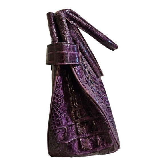 VEARI Purple Crocodile Embossed Leather Shoulder Bag Size XL - Picture 5 of 13